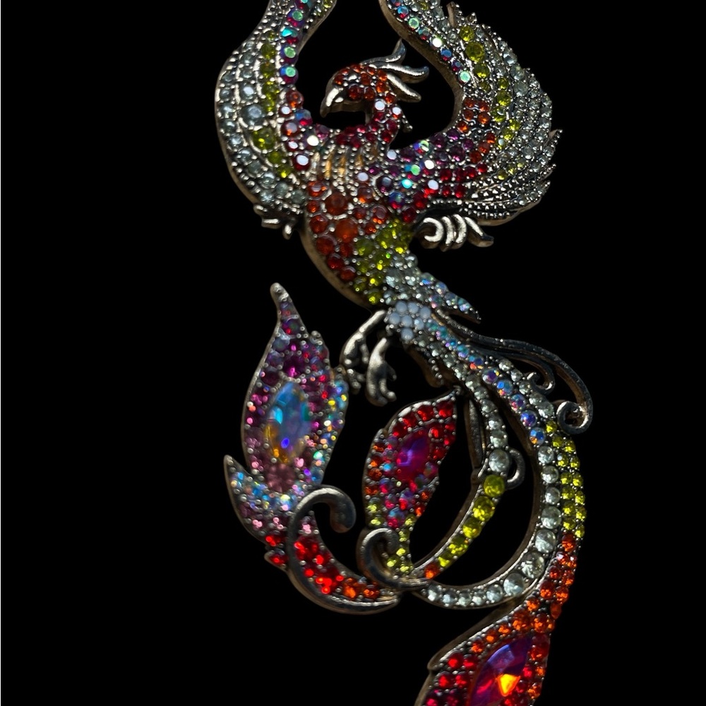 Multicolor Crystal Phoenix Brooch